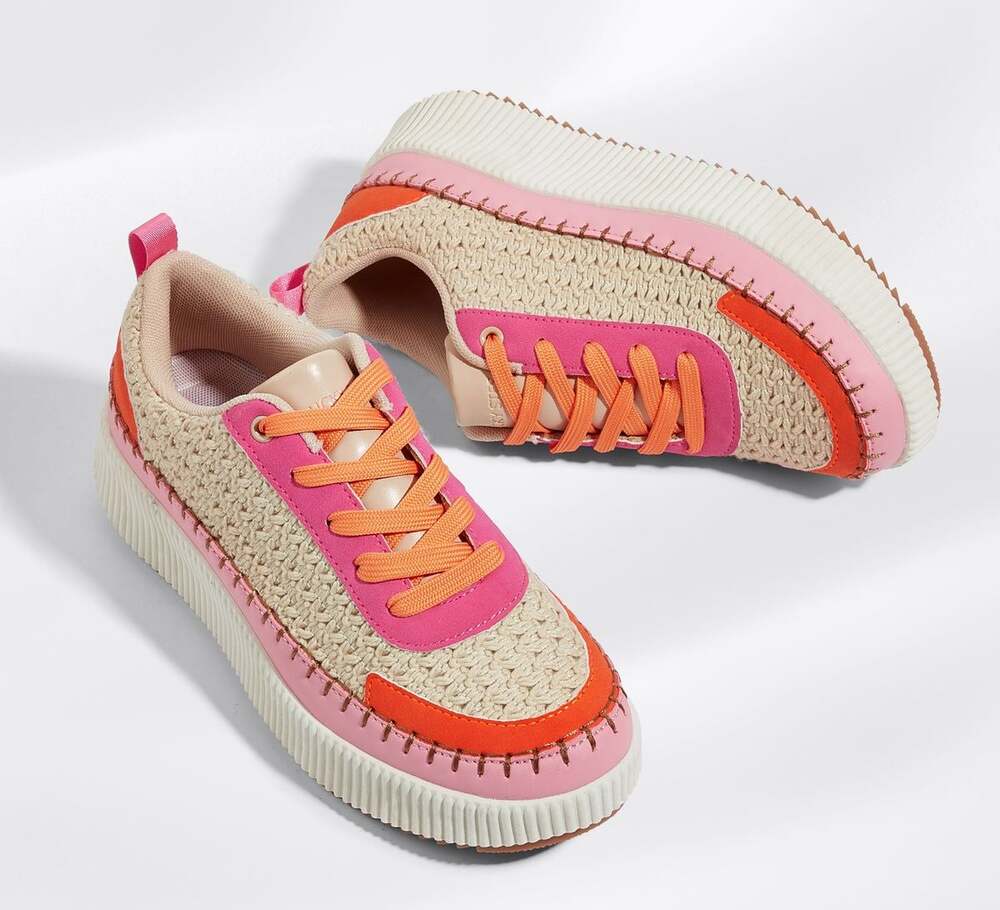 Lucky Step Spark Platform Sneakers Women Size US 8 EU 38 Pink Orange Knit Chunky
